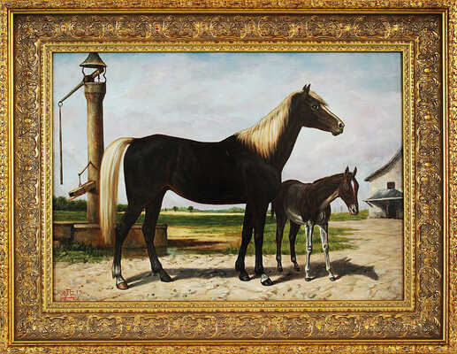 Дерюгин Виктор Юрьевич. Лошадь вороная с жеребенком 